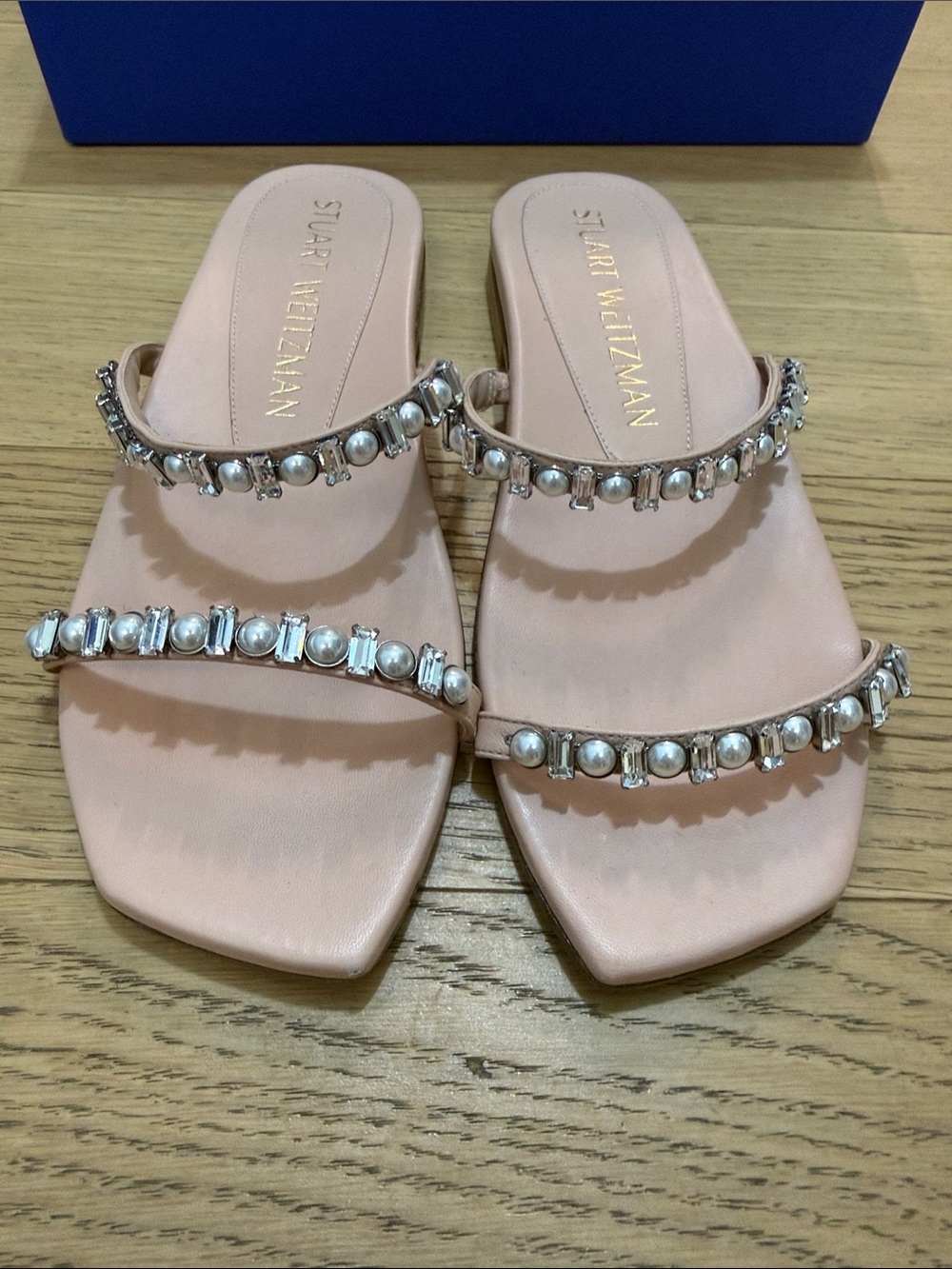 Stuart Weitzman Aleena Shine Blush Pink Crystal-Embellished Slide Sandals - Picture 3 of 8